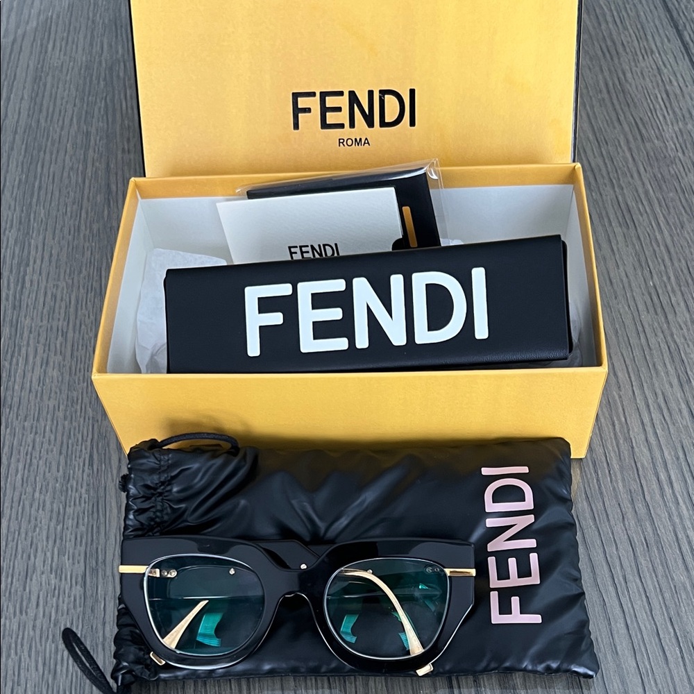Fendi Black and Gold Sunglasses